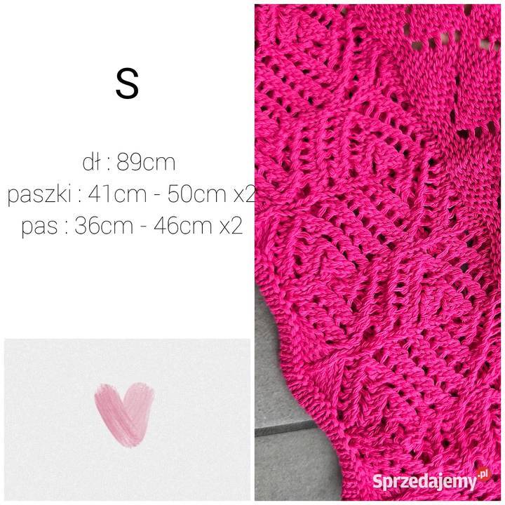 Sukienka narzutka Szydełkowa Boho różowy