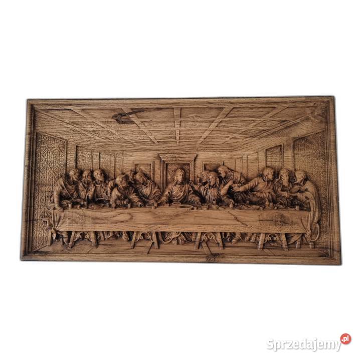 Drewniany obraz Ostatnia Wieczerza rzeźba która