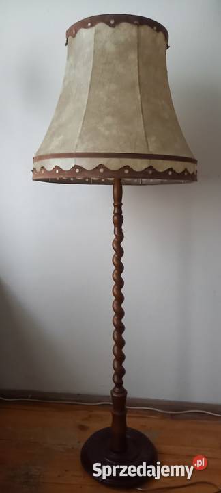 Drewniana lampa podłogowa z abażurem 2 Skierniewice