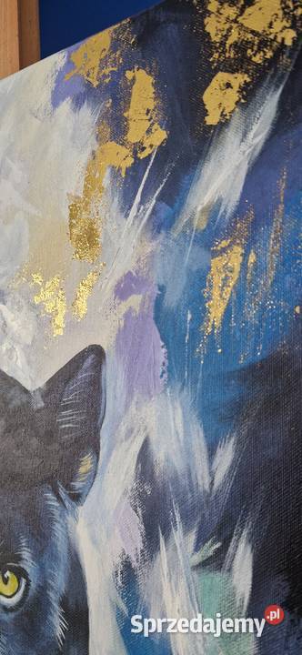 Nowoczesny obraz ze złoceniem Pantera 50x70 Męcina