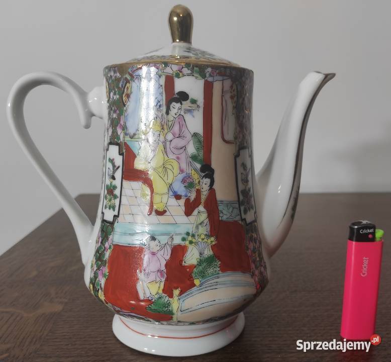 Famille Rose duży 21 chiński imbryk porcelanowy
