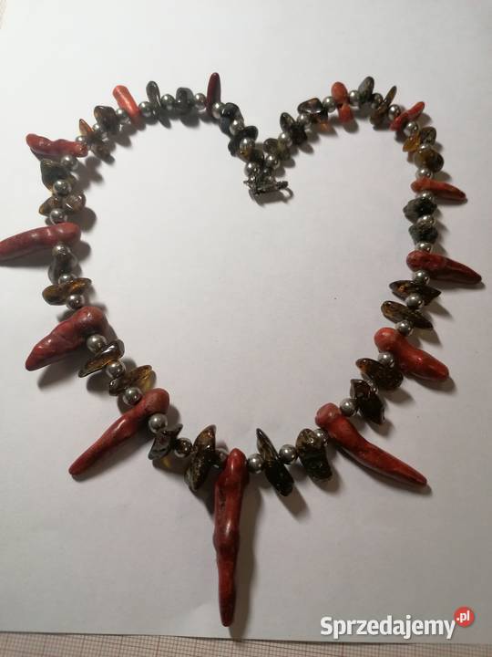 Naszyjnik bursztyn koral korale Rękodzieło Białystok