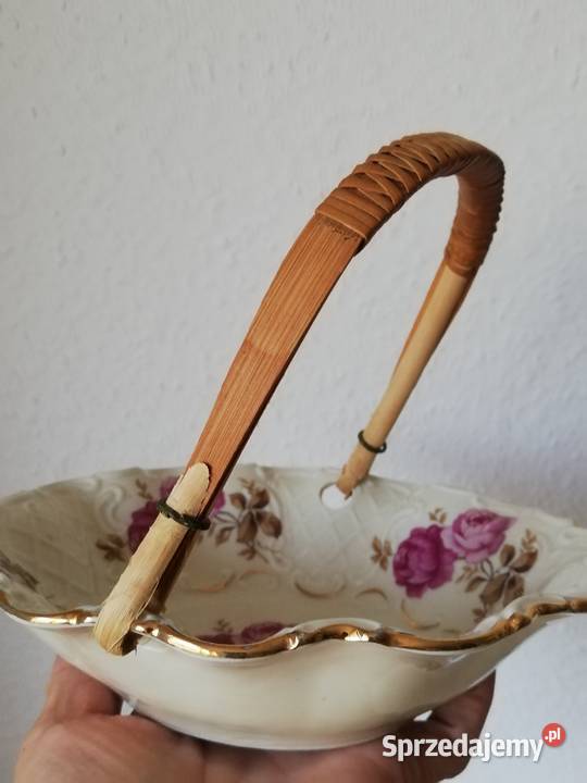 Porcelanowy koszyczek w róże Antyki, Sztuka, Kolekcje Ropa