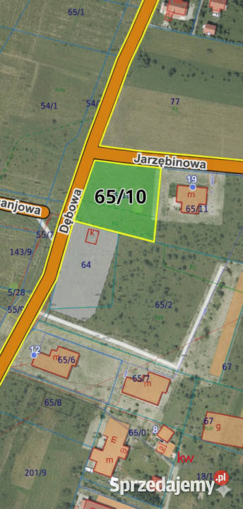 Grunt 1100m2 Krzeptów Jarzębinowa