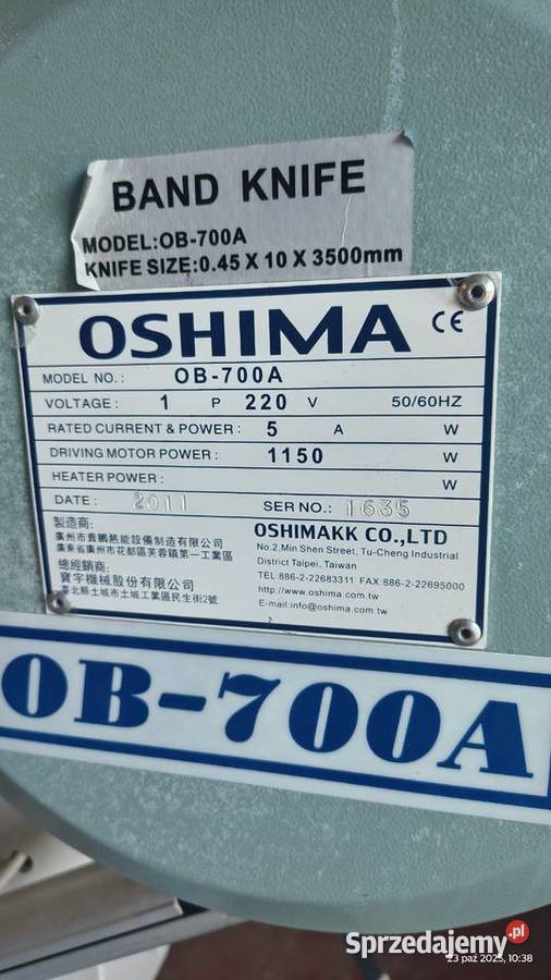 Nóż taśmowy Oshima OB700A wielkopolskie Piaski sprzedam