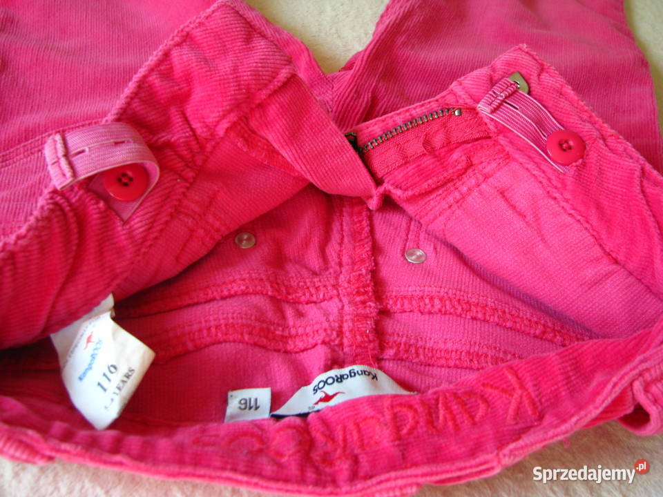 Urocze spodnie dziewczęce różowy sztruks Brzegi