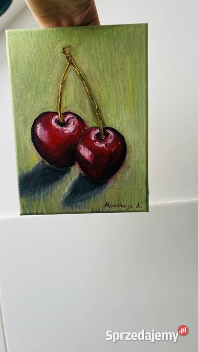 Oryginalny obraz olejny Wiśnie 1824 czerwony Świebodzin