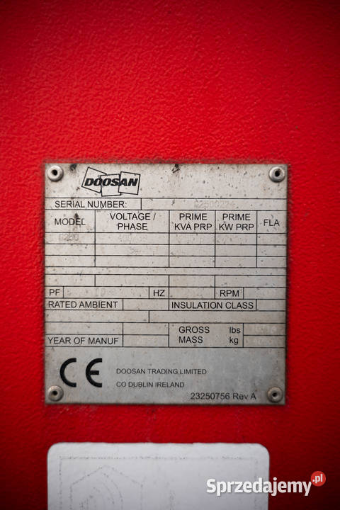 Doosan G250 2558kVA205kW świętokrzyskie Pierzchnica sprzedam