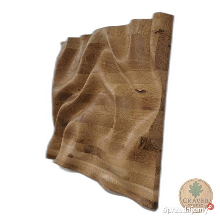 Płaskorzeźba dębowa fale 3D olejowana dekoracja Obrazki i obrazy