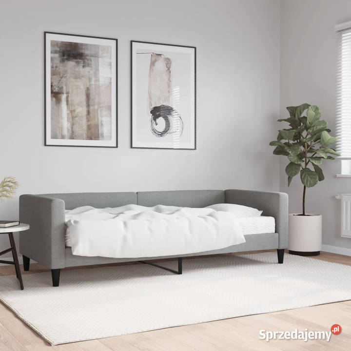 Sofa z materacem do spania jasnoszara tkanina Warszawa