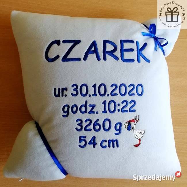 Poduszka z haftem prezent na NARODZINY CHRZEST Toruń