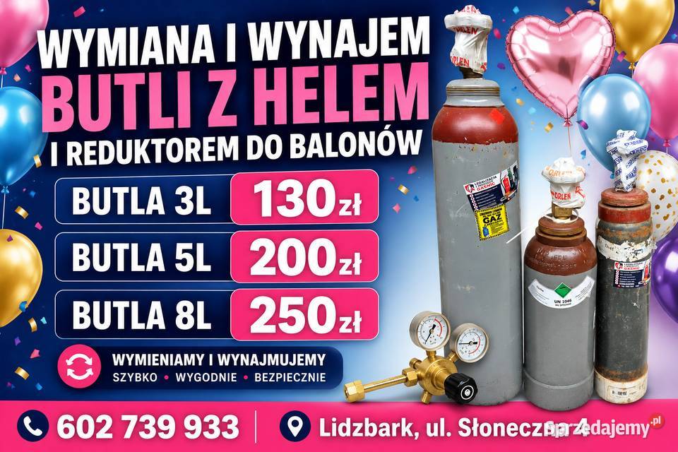 Hel do balonów Lidzbark obsługa imprez