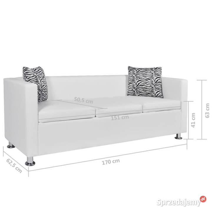 Sofa 3osobowa ze skóry syntetycznej biała mazowieckie Warszawa