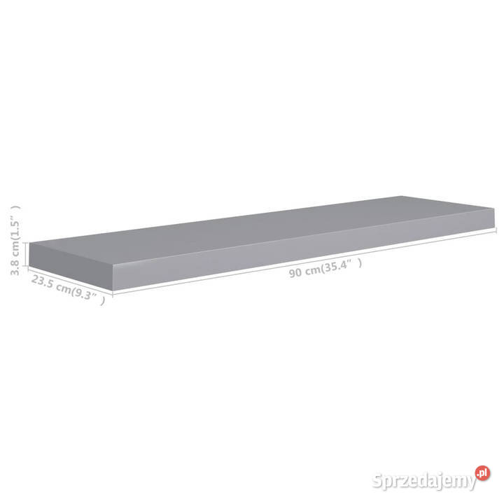 Półki ścienne 4 szare 90x235x38 MDF WM323861