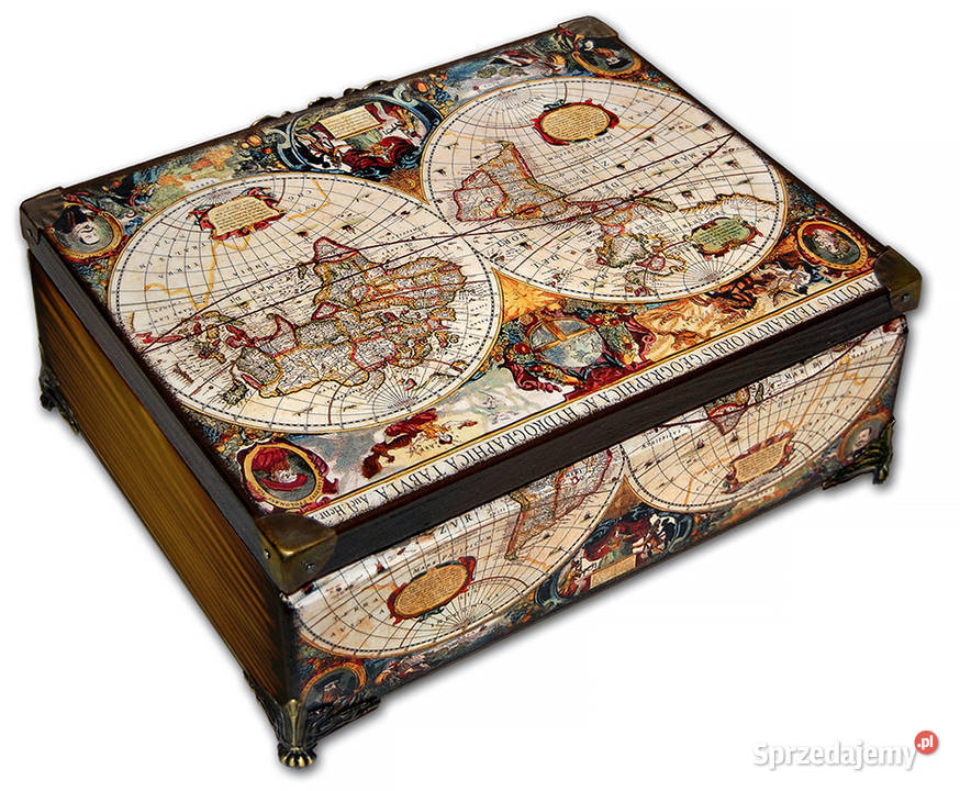okuta SZKATUŁKA drewniana STARA MAPA 6 Pozostałe Bydgoszcz