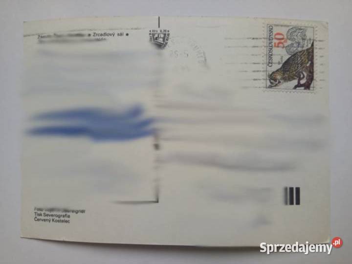 Pocztówka esky Krumlow 1990r Znaczek Dąbrowa Górnicza