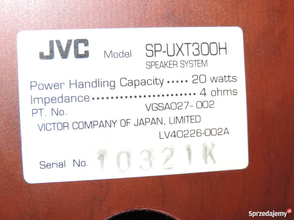 Głośniki JVC SPUXT300H Brodnica