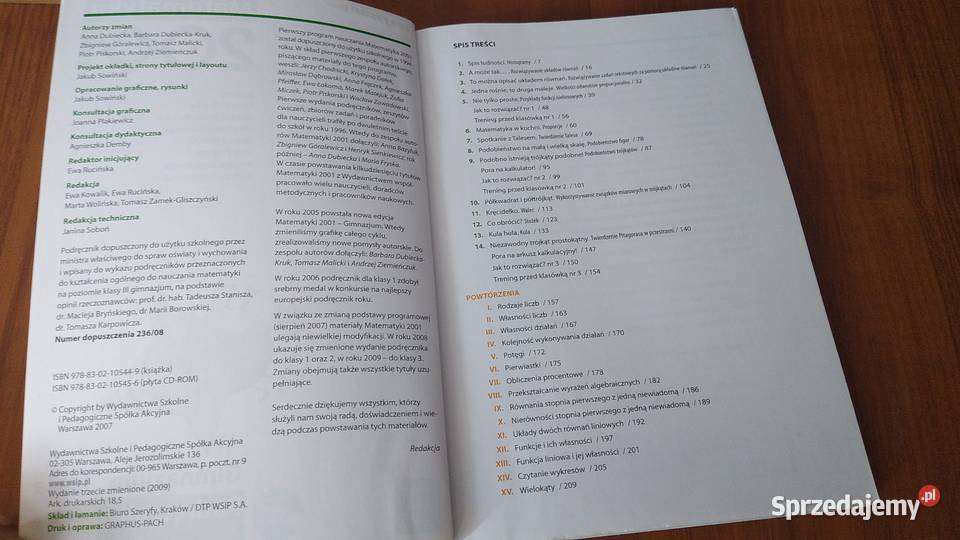 Matematyka 2001 Klasa 3 Gimnazjum Podręcznik CD Gdańsk