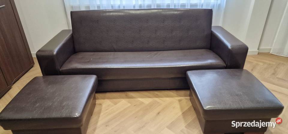 komplet wypoczynkowy sofa 2 pufy fotel Kraków