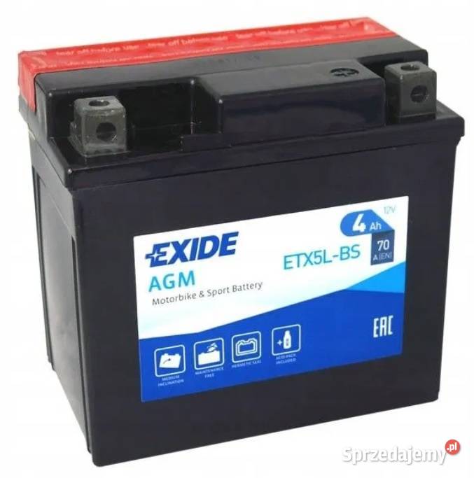 Akumulator motocyklowy EXIDE ETX5LBS YTX5LBS 12V Elbląg