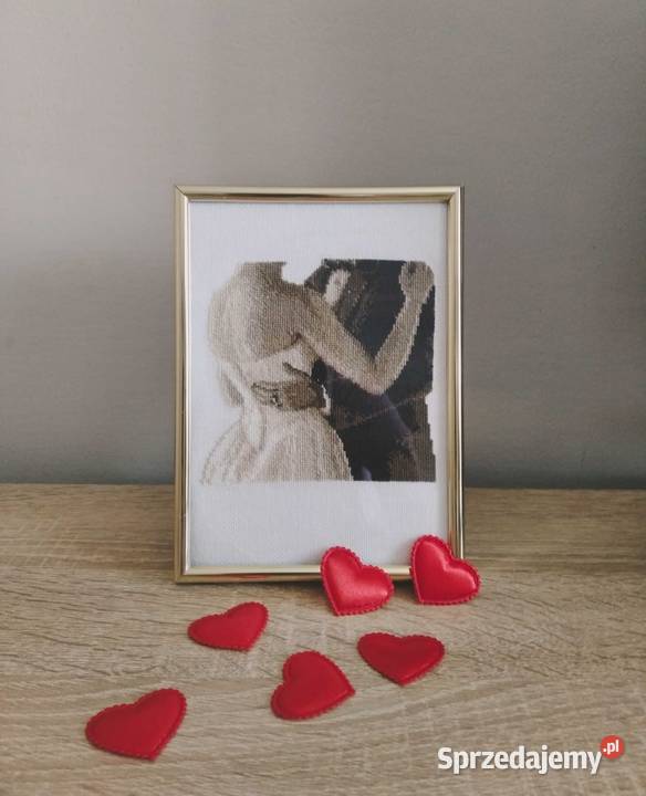 Pamiątka Ślubu haft krzyżykowy rękodzieło warmińsko-mazurskie Olsztyn