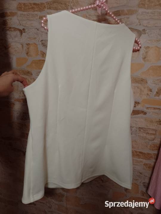42XL River Island Ekskluzywna kremowa kamizelka Bez wzoru Kraków