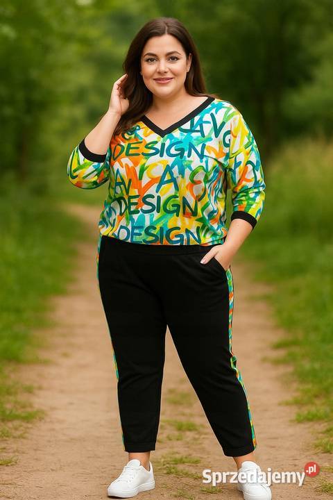 Komplet Dres BAWEŁNASPODNIE LAMPAS BLUZA LXL Odzież damska Pątnów