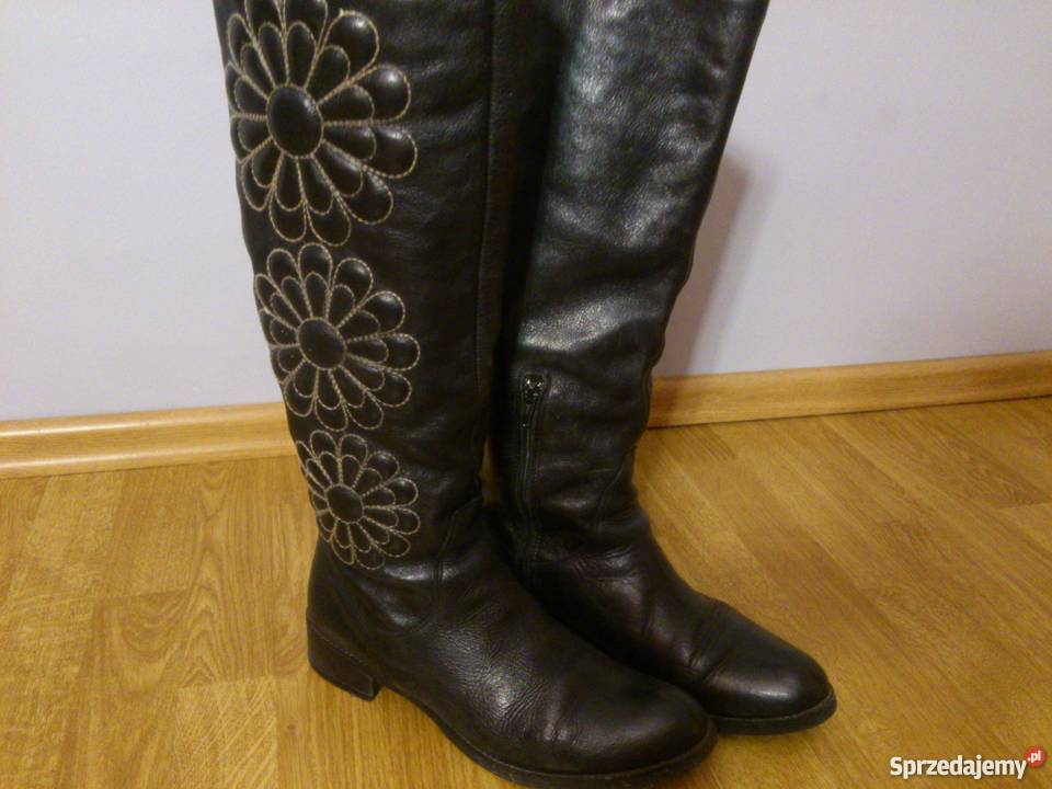 Buty kozaki skóra oficerki włoskiej firmy