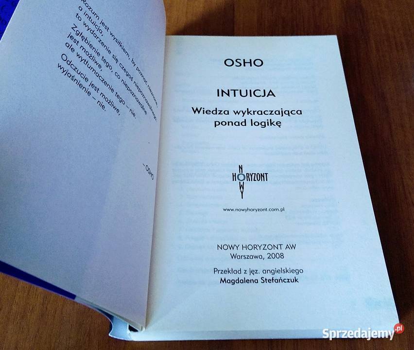 Intuicja wiedza wykraczająca ponad logikę Osho sprzedam
