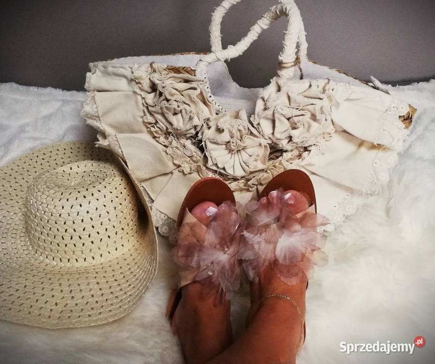 klapki brązowe duży kwiat inna Warszawa