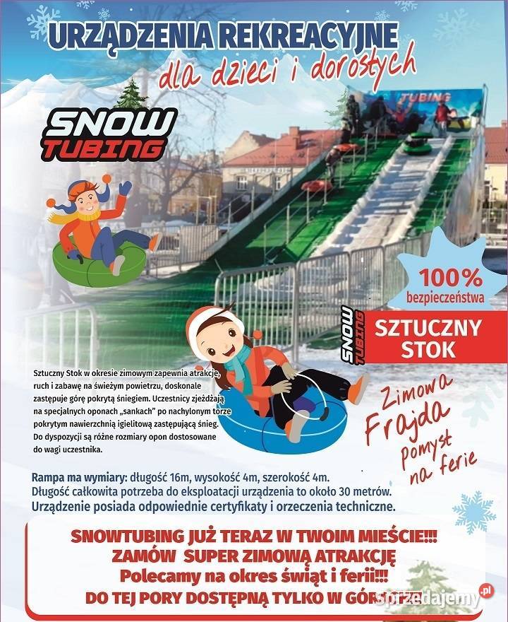 Atrakcja na ferie zimowe snowtubing mobilna małopolskie Chrzanów