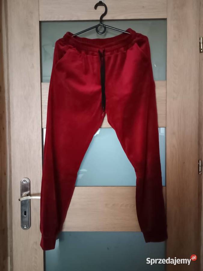 Piękny damski bordowy welurowy komplet dresowy Odzież sportowa