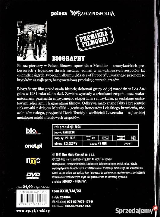 METALLICA LEGENDY MUZYKI DVD KSIĄŻKA 1 płyta