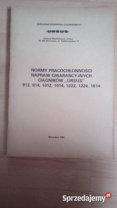 Ursus katalog norm napraw gwarancyjnych 912 914 Lublin