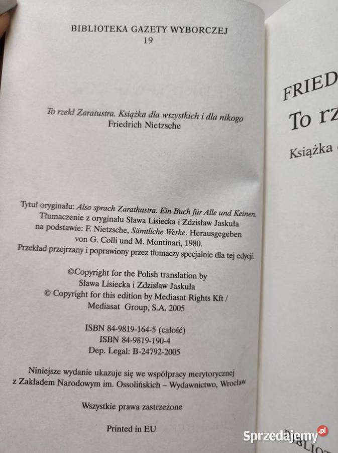 To rzekł Zaratustra Friedrich Nietzsche świętokrzyskie Kielce