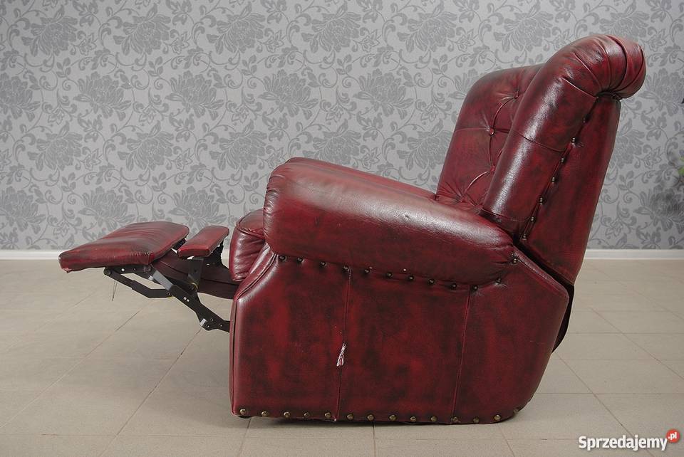 Fotel rozkładany angielski skóra naturalna 4739 Nysa