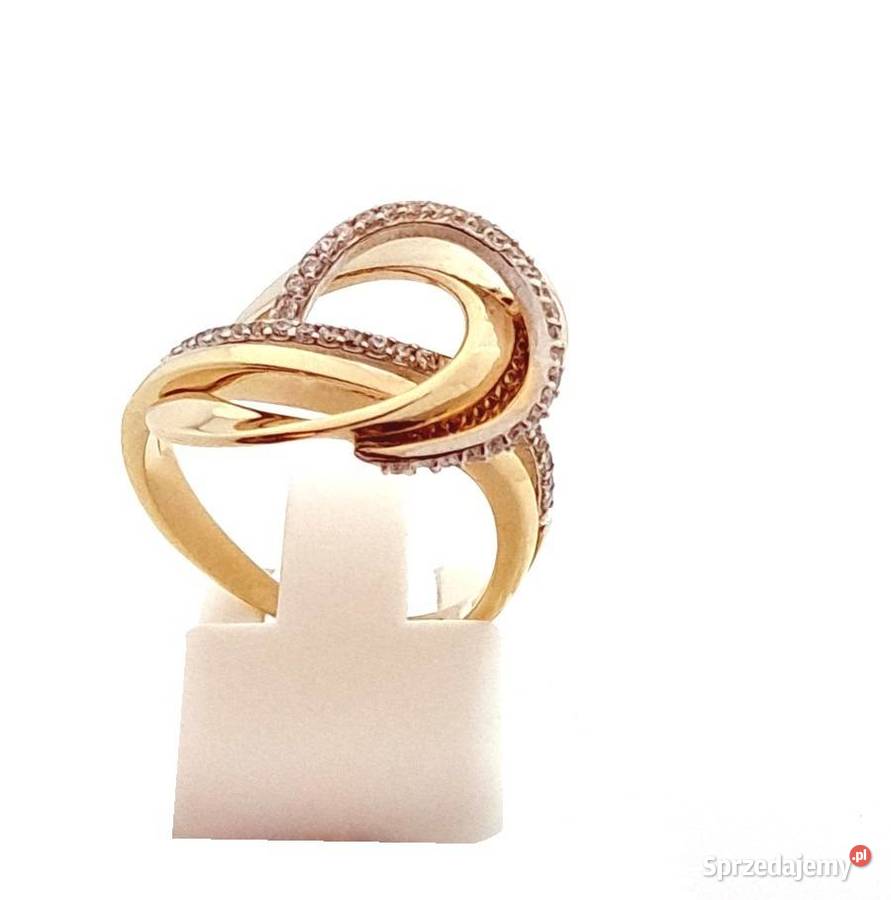 Pierścionek r14 Złoty pr333 Modern z kamieniami wielkopolskie Poznań