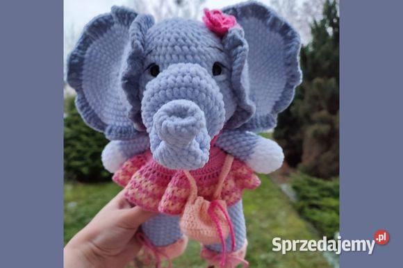 Słoń na szydełku Maskotka rękodzieło zabawka małopolskie Kraków sprzedam