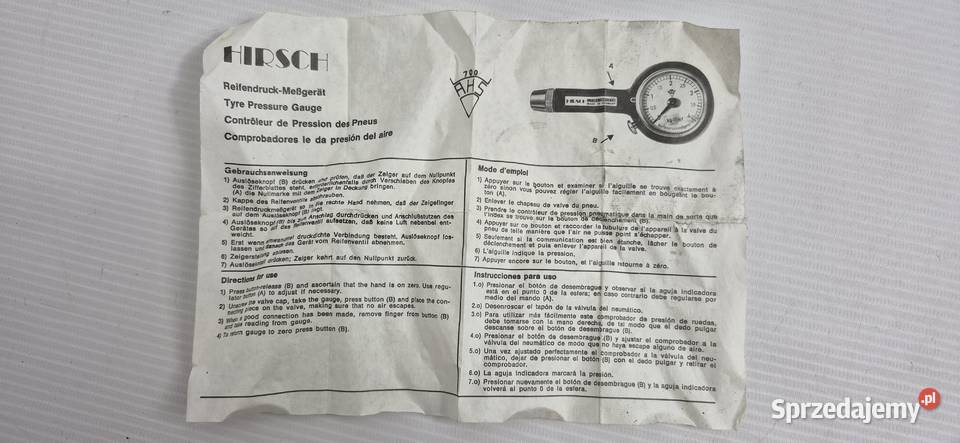 Kolekcjonerski ciśnieniomierz do opon HIRSCH Biłgoraj