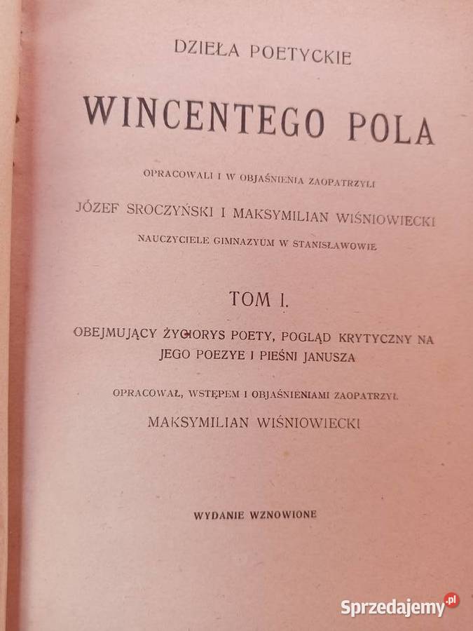 Dzieła Wincentego Pola książki przedwojennej Antykwariat