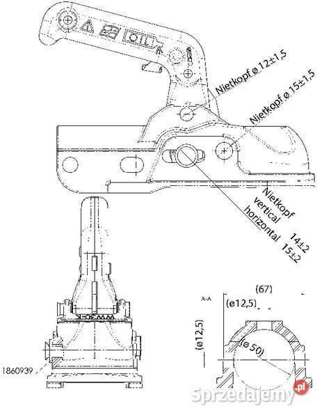 Zaczep kulowy przyczepki 3000 5051 mm 1861337 Kamionna sprzedam