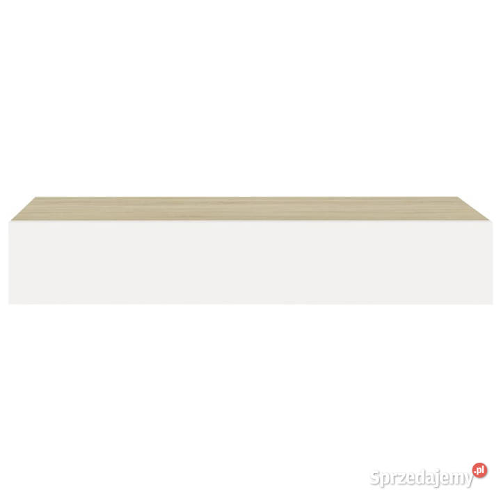 Półki ścienne z szufladą 2 dąb i biel 60x235x10