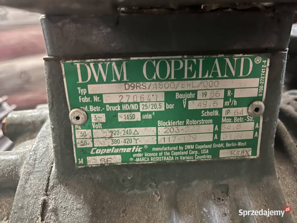 Sprężarka chłodnicza półhermetyczna DWM Copeland Pozostałe Działdowo