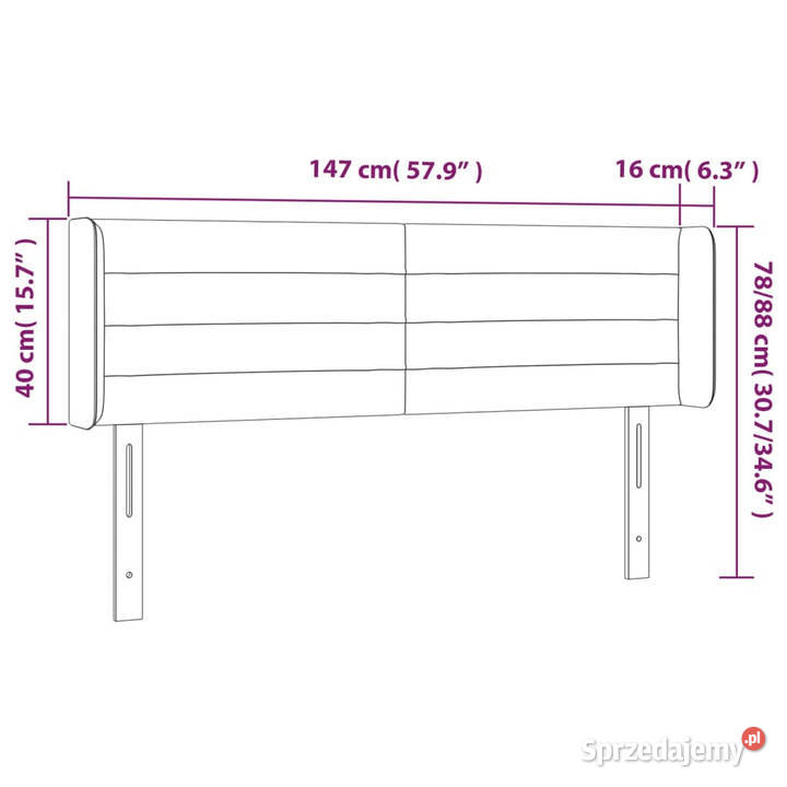 Zagłówek do łóżka z LED różowy 147x16x7888 Warszawa
