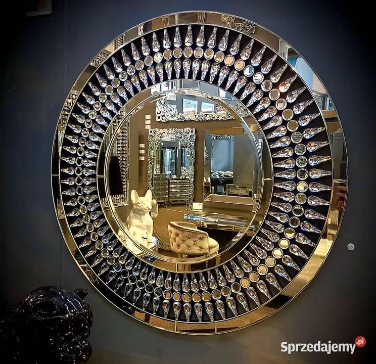 nowoczesne lustro glamour z kryształkami okrągłe małopolskie Nowy Sącz