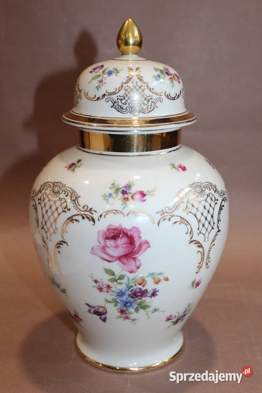 Porcelanowa amfora w kwiaty wys 27 472 Szczecin