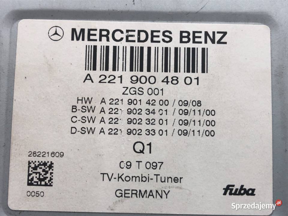 TUNER RADIA MERCEDES W221 A2219004801 0513 Sprzęt audio fabryczny