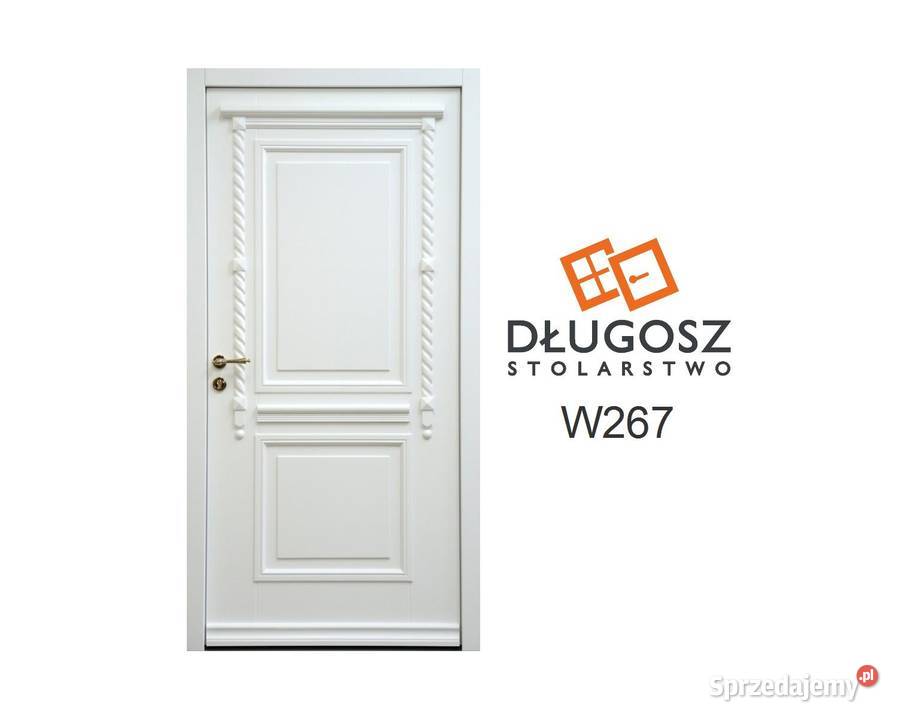 Drzwi DŁUGOSZ zewnętrzne retro RAL9016 białe dolnośląskie