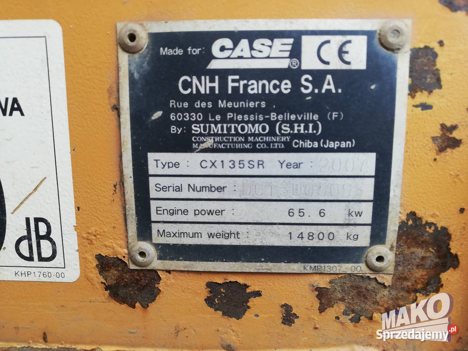 Koparka Gąsienicowa CASE CX135SR 2007r 15t 90 Ostrowiec Świętokrzyski