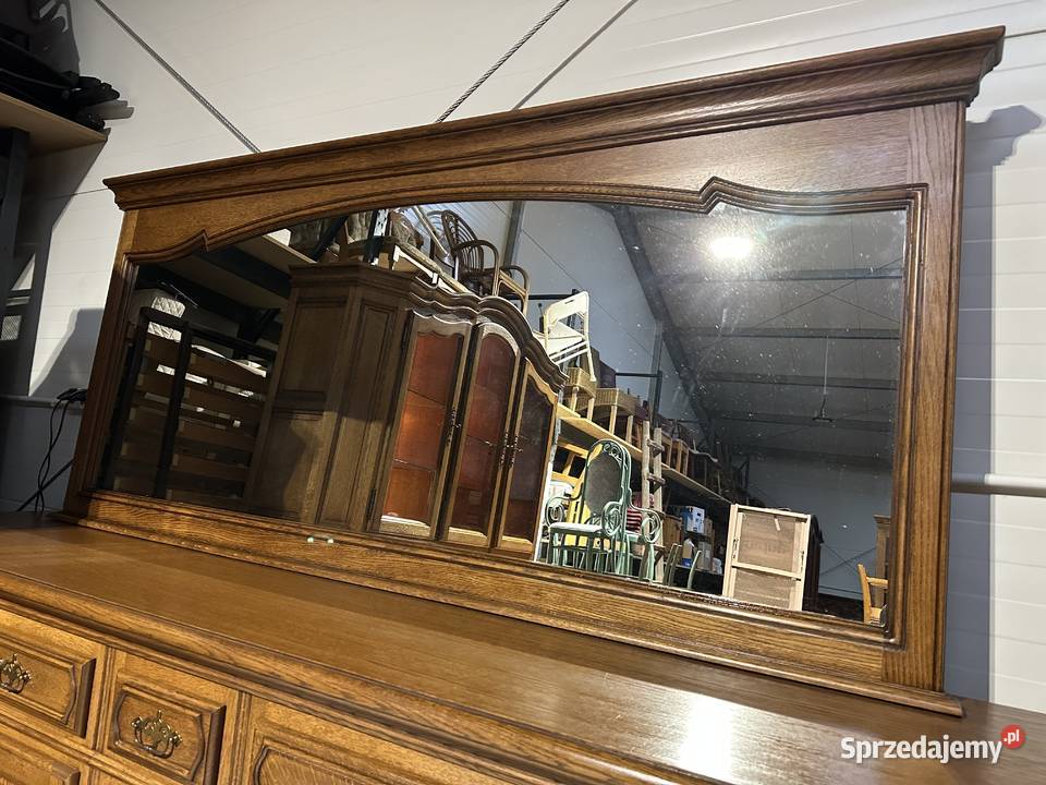 Masywny dębowy zestaw do jadalni komoda witryna Komplety mebli Sławoszewek sprzedam